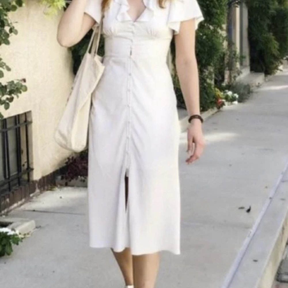 Urban Outfitters Cream Button Midi Dress